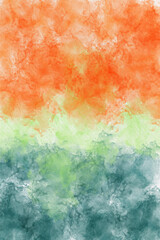 Vibrant Orange, Green and Dark Teal Watercolor Texture and Abstract Background - Perfect for Artistic Abstract, Decorative Wallpaper, Wedding Cards, Social Media Template, Web Design, Digital Artwork