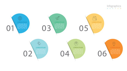 Infographic 6 options design elements for your business data. Vector Illustration.
