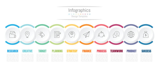 Infographic 10 options design elements for your business data. Vector Illustration.