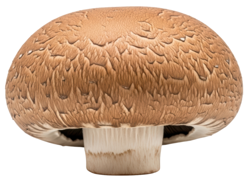 Fresh brown mushroom with a textured cap and sturdy stem, ready for culinary use