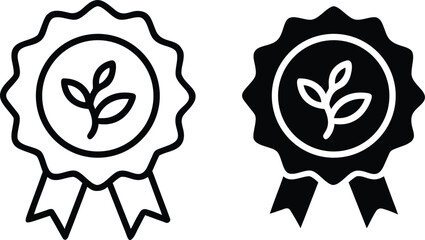 Eco Friendly Award Badge Icon – Sustainable Certification and Green Achievement Symbol or Vector Silhouette..eps