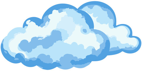 Double Cloud Watercolor Illustration. Editable Color Vector