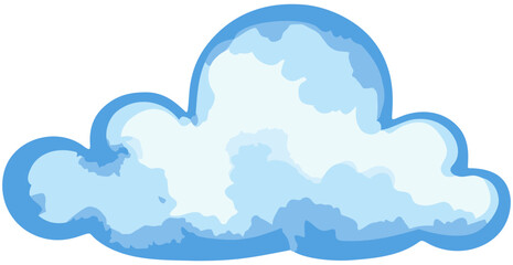 Cloud Blue Watercolor Illustration. Editable Color Vector
