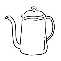 ケトルの手書きイラスト　モノクロ
