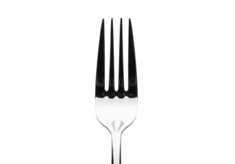 Shiny metal dining fork with four tines, a common utensil for eating meals