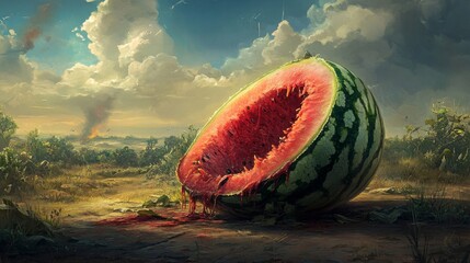 image of a watermelon that is starting to rot