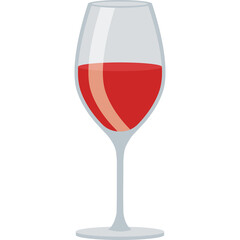 Transparent Red Wine Glass With Red Liquid In A Tall Stemmed Glass On A White Background