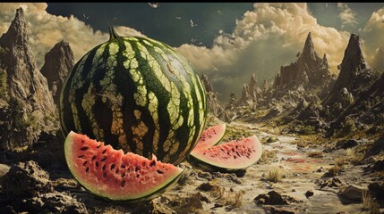 image of a watermelon that is starting to rot
