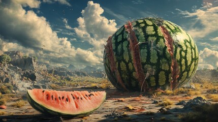 image of a watermelon that is starting to rot