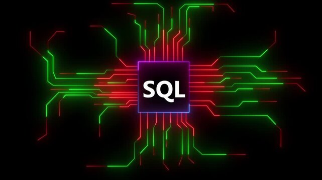 SQL Circuit Board Connection Animated Graphic Visual Data Processing Technology