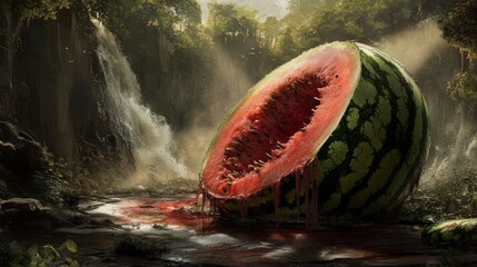 image of a watermelon that is starting to rot