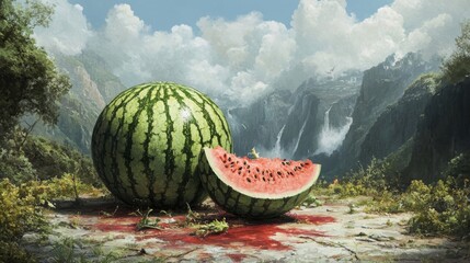 image of a watermelon that is starting to rot