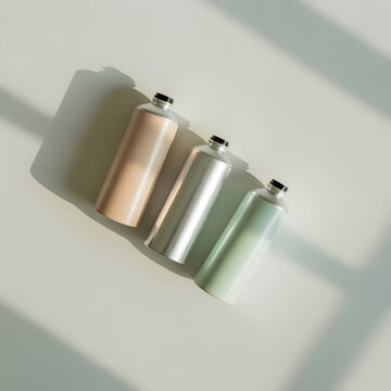Minimalist Bottles in Neutral Tones under Soft Sunlight