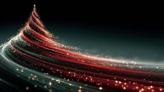 Glowing Red Lines Christmas Tree - Dynamic Festive Art