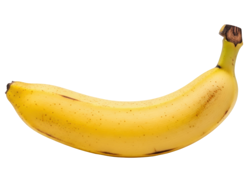 Fresh ripe yellow banana with a slight curve, ready for a healthy snack or ingredient.