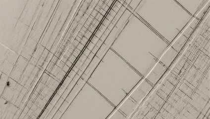 Abstract architectural blueprint with intersecting lines and geometric shapes.