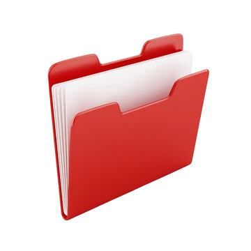 Red File folder isolated on white or transparent background  simple document icon 