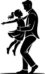 father and daughter dancing silhouette vector illustration