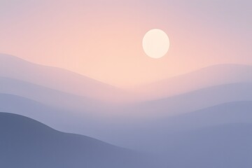 달빛이 비치는 안개 속 언덕