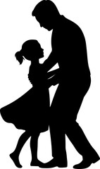 father and daughter dancing silhouette vector illustration