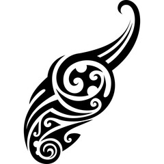 Tribal Tattoo Design Abstract Swirls Black Ink On White Background