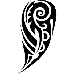 Tribal Tattoo Design Element Abstract Black Silhouette With Swirls And Lines On White Background