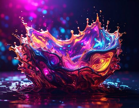 Vibrant liquid splash in vibrant colors