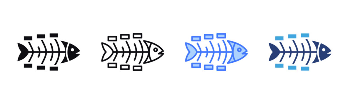 Fishbone icon sheet multiple style collection