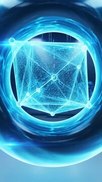 vertical video futuristic digital octahedron technology background