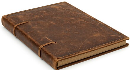 Obraz premium Leather bound notebook isolated on white study or journal concept