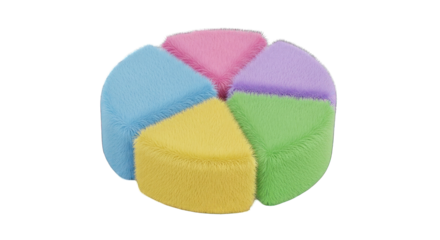 Colorful pie chart illustration with five different segments.