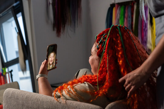 Friends talking via video call 
