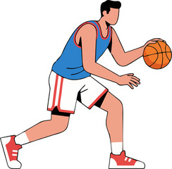 Naklejka premium Illustration of a basketball player dribbling a ball during a game
