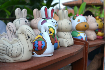 A row of handicraft souvenirs from the Lembang Floating Market, Bandung