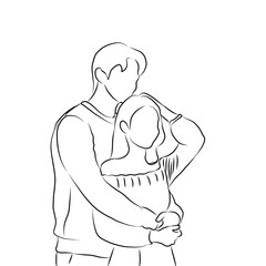 Couple Hugging - Vector Line Art
​
