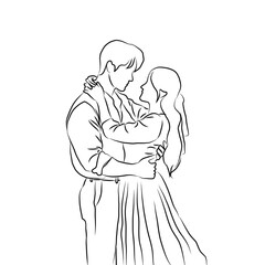  Couple in Embrace - Line Art Drawing
​
