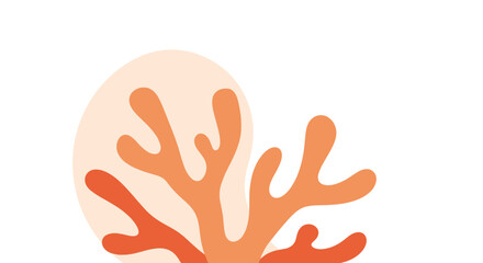 Obraz premium Stylized illustration of vibrant orange and red coral branches creating a playful organic shape with a soft peach background.