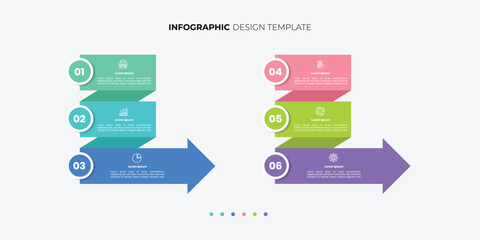 Business presentation arrows style and turning point important. Infographic 6 steps to success
