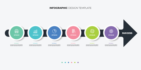Business presentation arrows style and turning point important. Infographic 6 steps to success