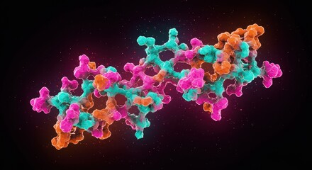 Colorful molecular structure against a dark background conceptual design