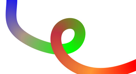 Abstract colorful ribbon swirling and looping against a white background