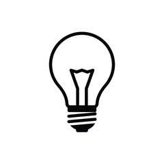 A simple black outline of a light bulb icon, a universal symbol for a bright idea, innovation, creativity, and electric energy