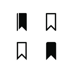 Clean black bookmark icons for digital interfaces, symbolizing saving favorite content and marking pages for easy access and future reference