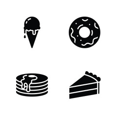 Sweet Treats Icons Ice Cream, Donut, Pancakes, and Pie