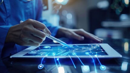 Doctor Using Tablet for Medical Data Analysis