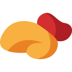 Two abstract organic shapes one large golden yellow and one smaller red forming a balanced composition with soft gradients and shadows against a clean white 