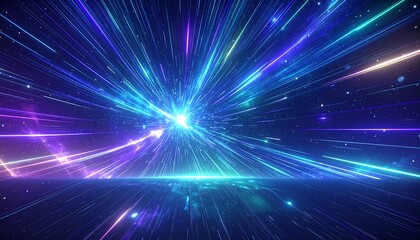 Fototapeta premium Vibrant, digital abstract space explosion