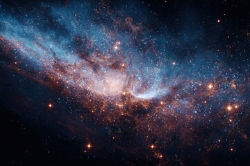 Fototapeta premium Dramatic Spiral Galaxy in Deep Space Showing Stars, Nebula, and Cosmic Dust Clouds