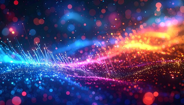 Vibrant energy streams, colorful particles