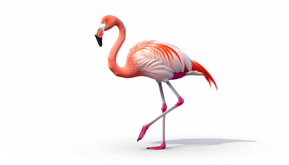 3D Flamingo on white background